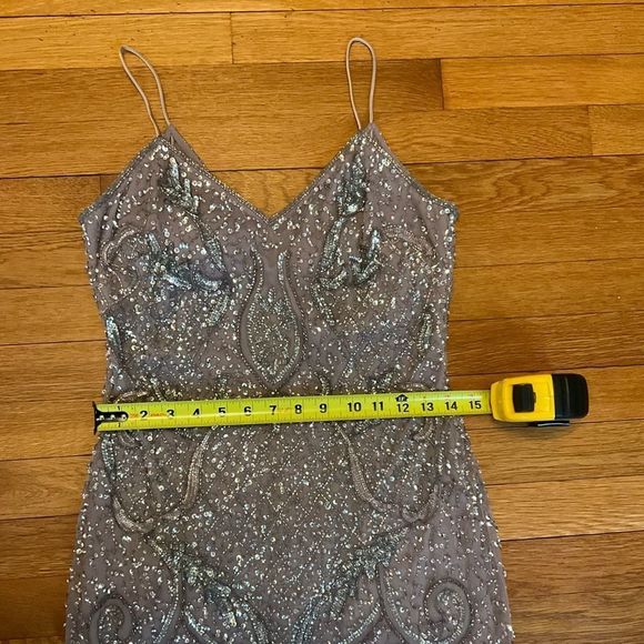 Aiden Mattox Mauve netted sequin beaded dress 6 - Picture 6 of 7